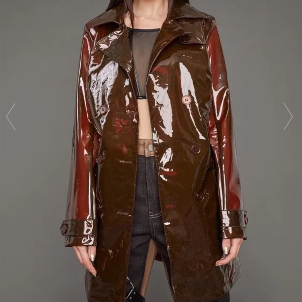 Poster Grl Slick At Night Translucent Trench Coat NWT